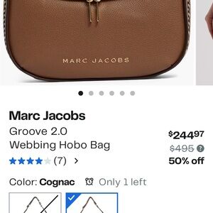 Marc Jacobs Cognac Leather Hobo Bag